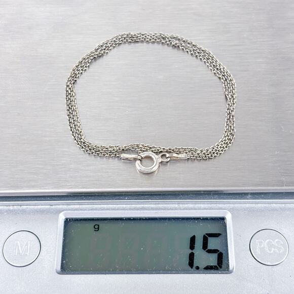 Vintage Italy Sterling Silver 925 1mm Cable Chain Necklace 16” - Picture 3 of 3